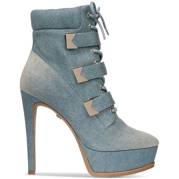 Thalia Sodi Womens Denim Pointed Toe Booties - Picture 2 of 4
